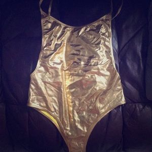 Gold thong one piece